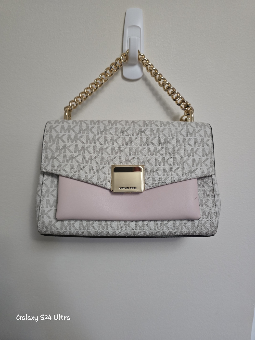 Michael Kors Pink and Signature Logo Chain-Handle Shoulder Bag